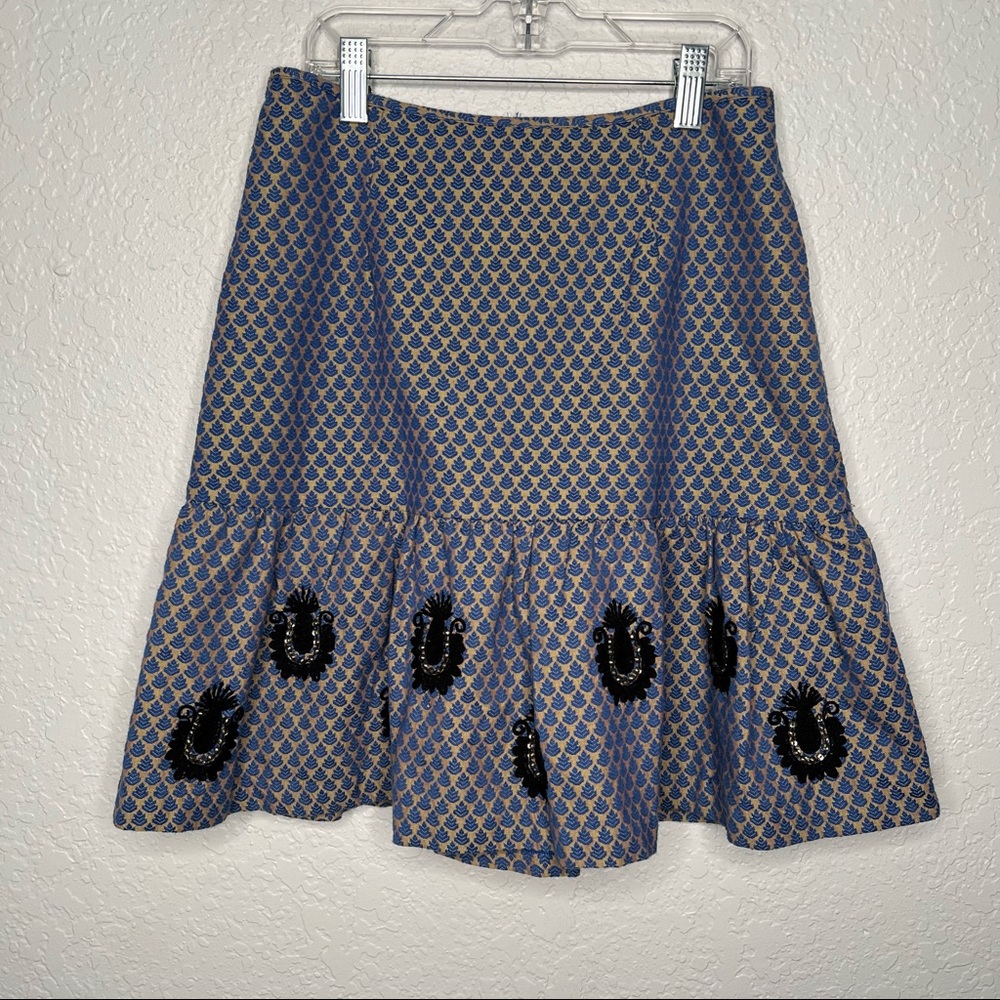 Anthropologie Leifsdottir A Line Skirt Iridescent Sequin Beaded Embroidered 2